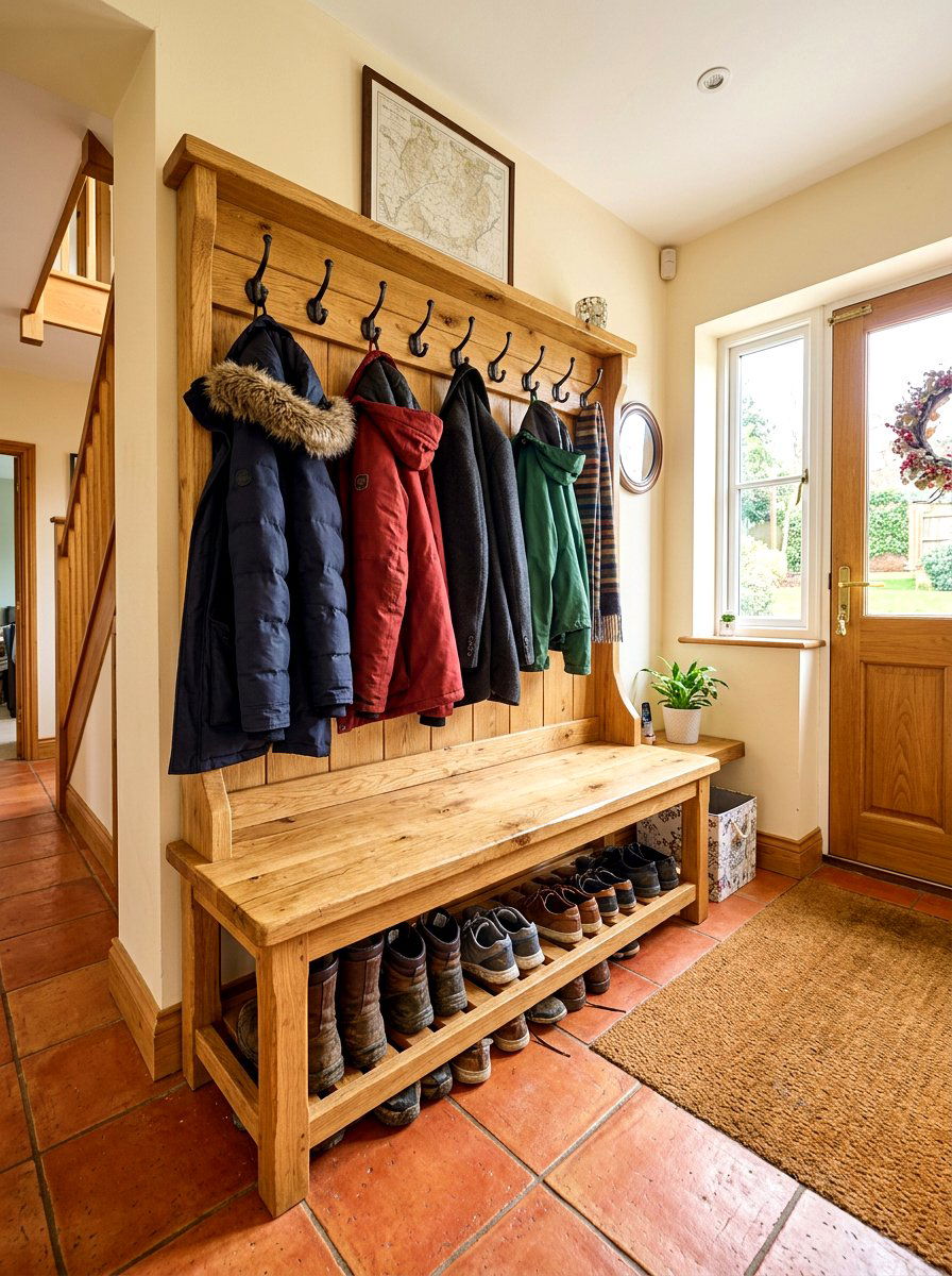 Oak Entry Bench With Hooks - 30 entry bench and hooks ideas