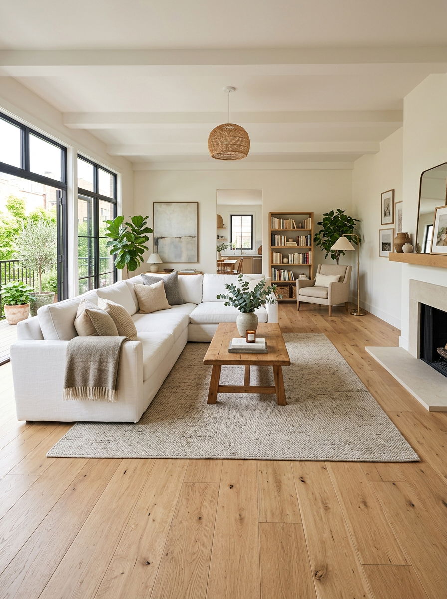 Oak Flooring Living Room - 30 organic modern living space ideas