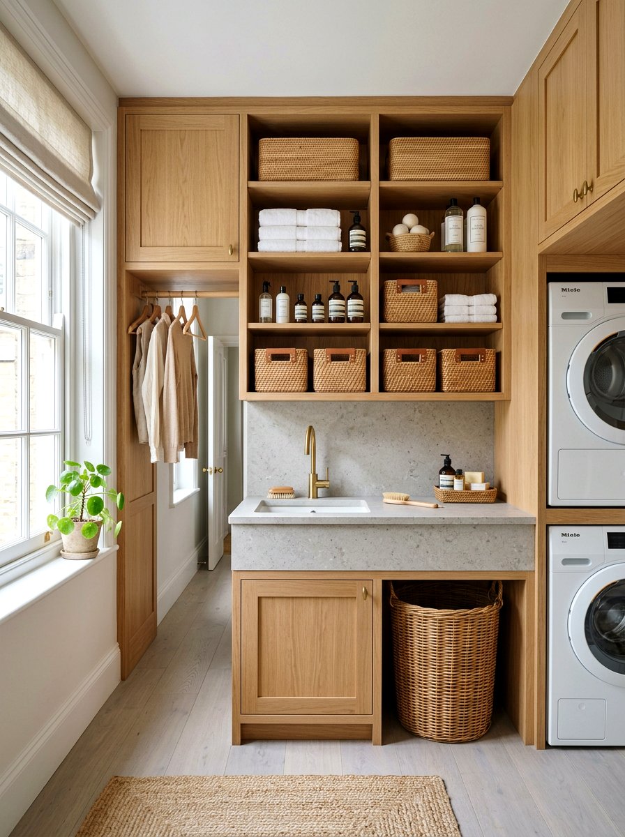 Oak Laundry Room - 30 layered neutral decor ideas
