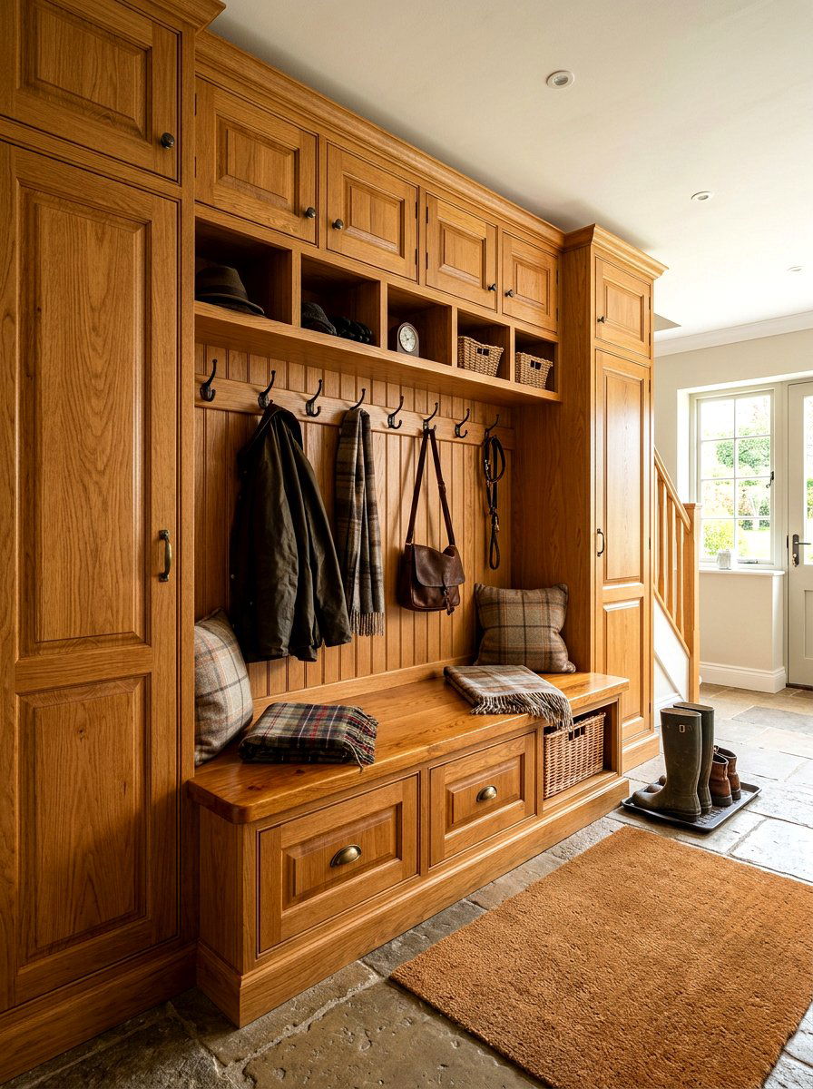 Oak Mudroom Bench - 30 mudroom drop zone bench ideas