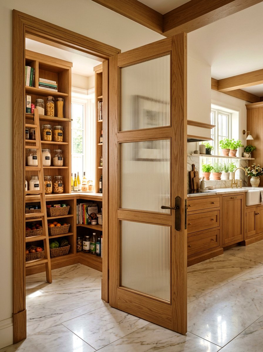 Oak Pantry Door With Reeded Glass - 30 ribbed glass cabinet ideas
