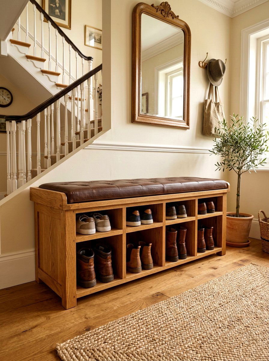 Oak Shoe Storage Bench With Seating - 30 shoe cubby bench ideas