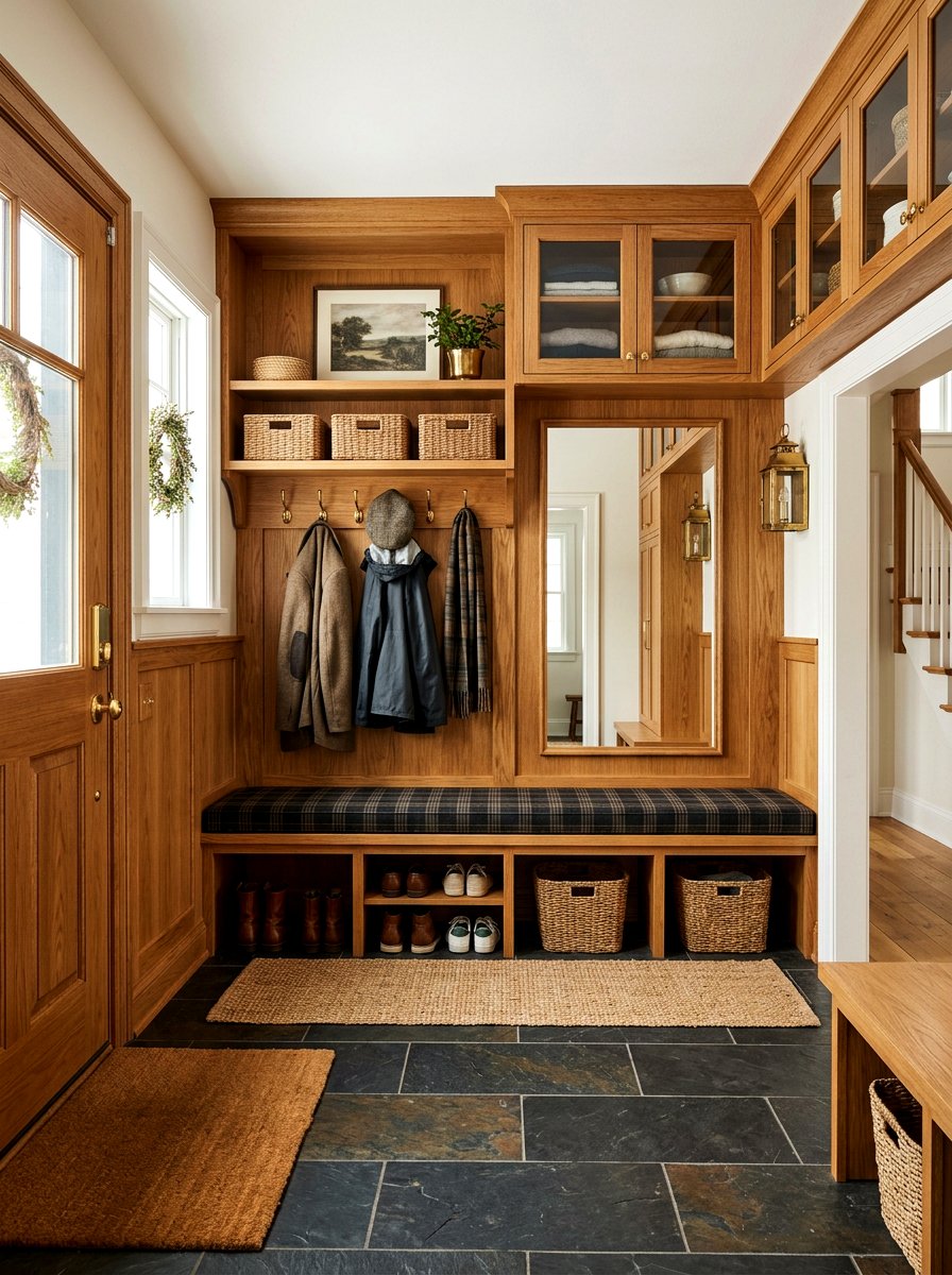Oak Wood Entryway - 30 English mudroom ideas