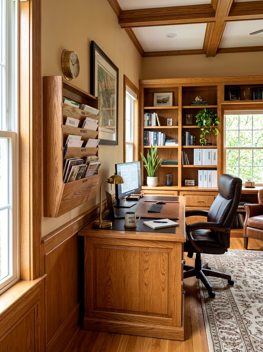 Oak Wood Wall Pocket - 30 paper file wall ideas