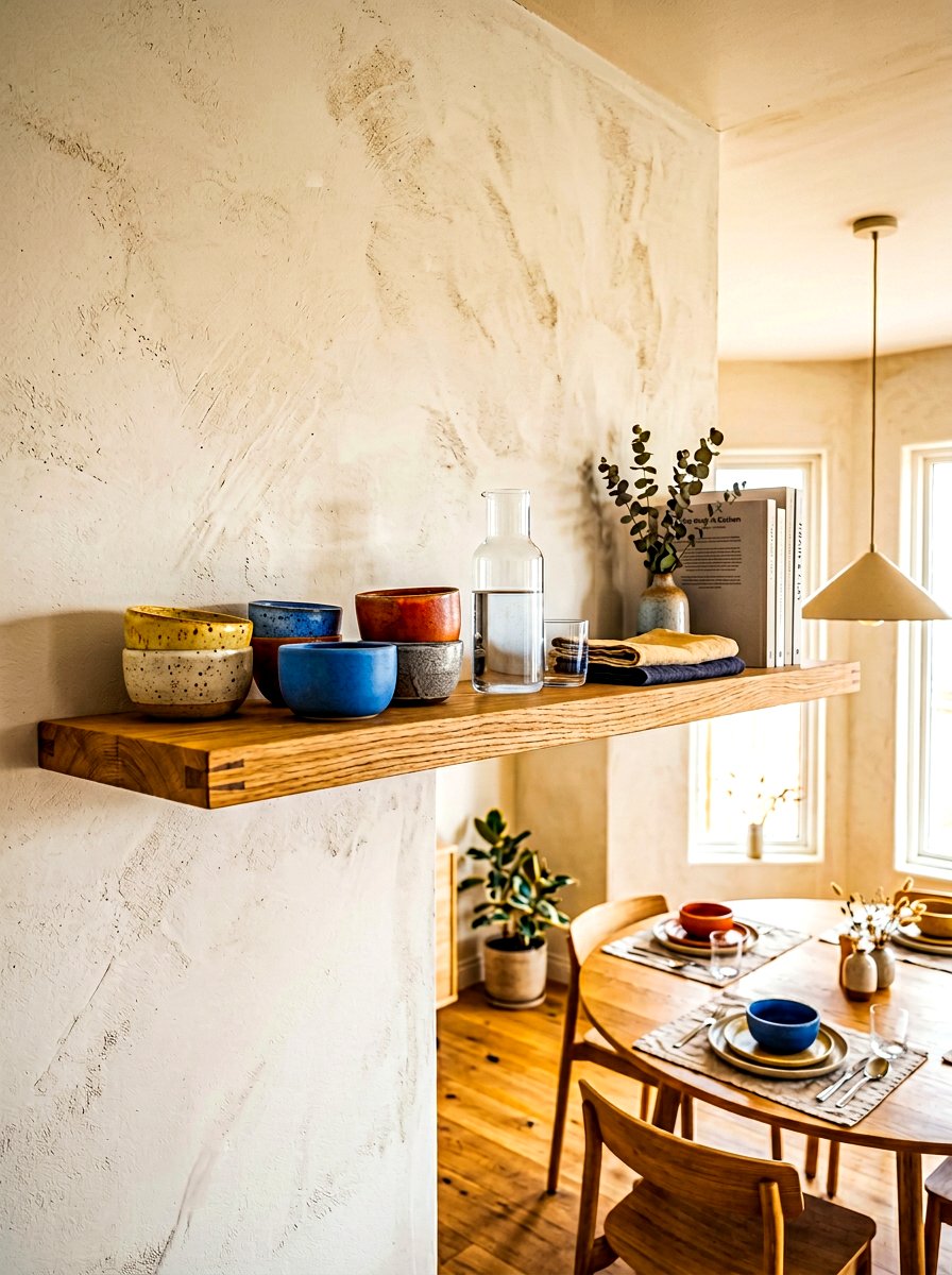 Oak dining room shelf - 30 minimalist shelf styling ideas