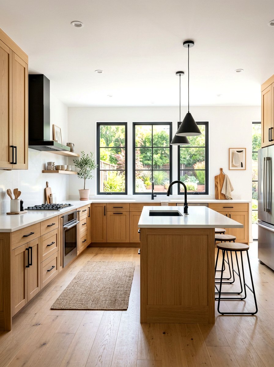 Oak kitchen cabinets with black hardware - 30 oak kitchen cabinet ideas