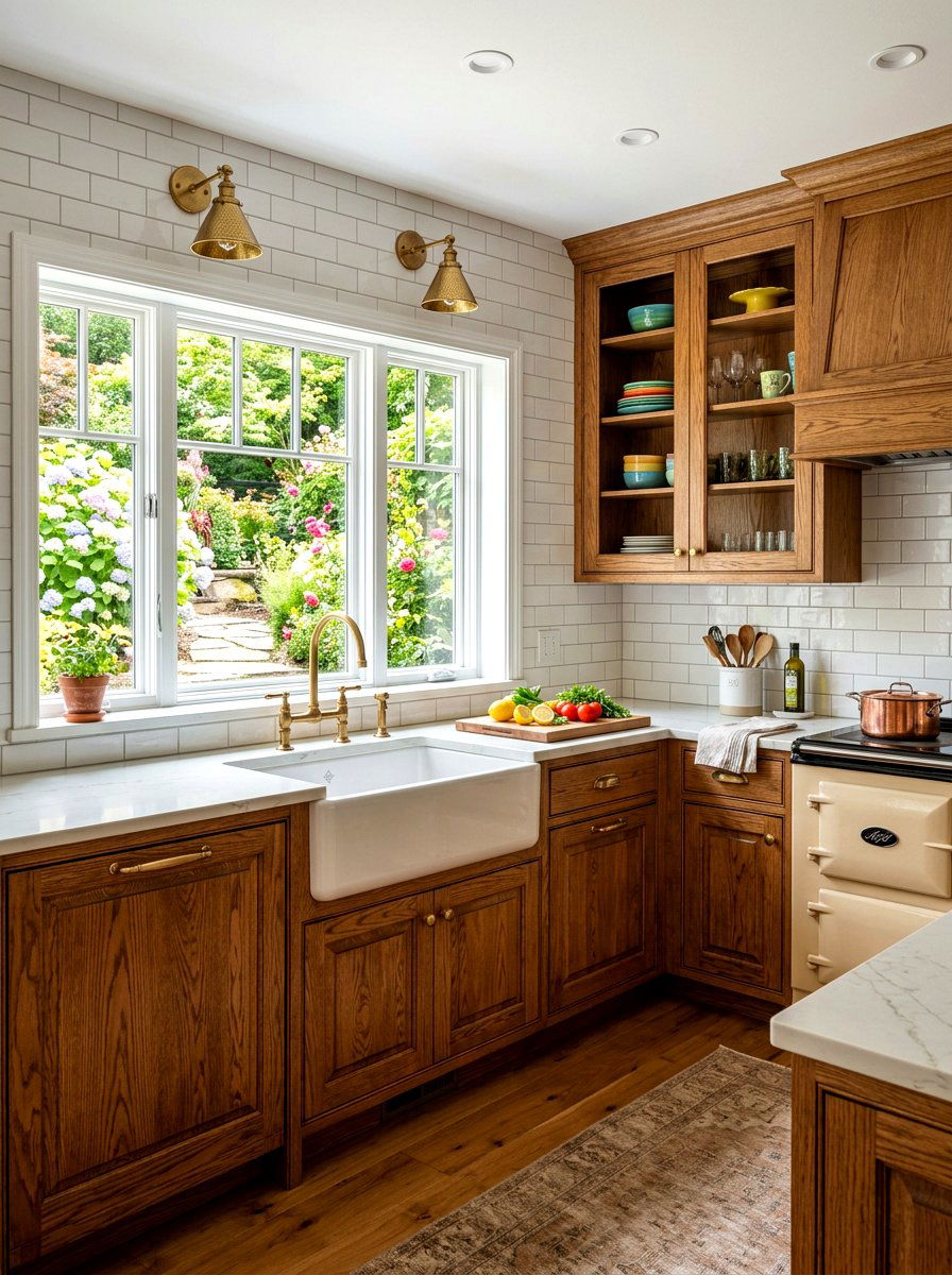 Oak kitchen cabinets with subway tile - 30 oak kitchen cabinet ideas