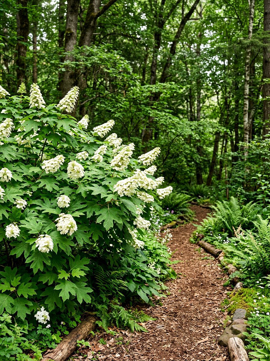 Oakleaf Hydrangea Woodland Border - 30 hydrangea garden border ideas