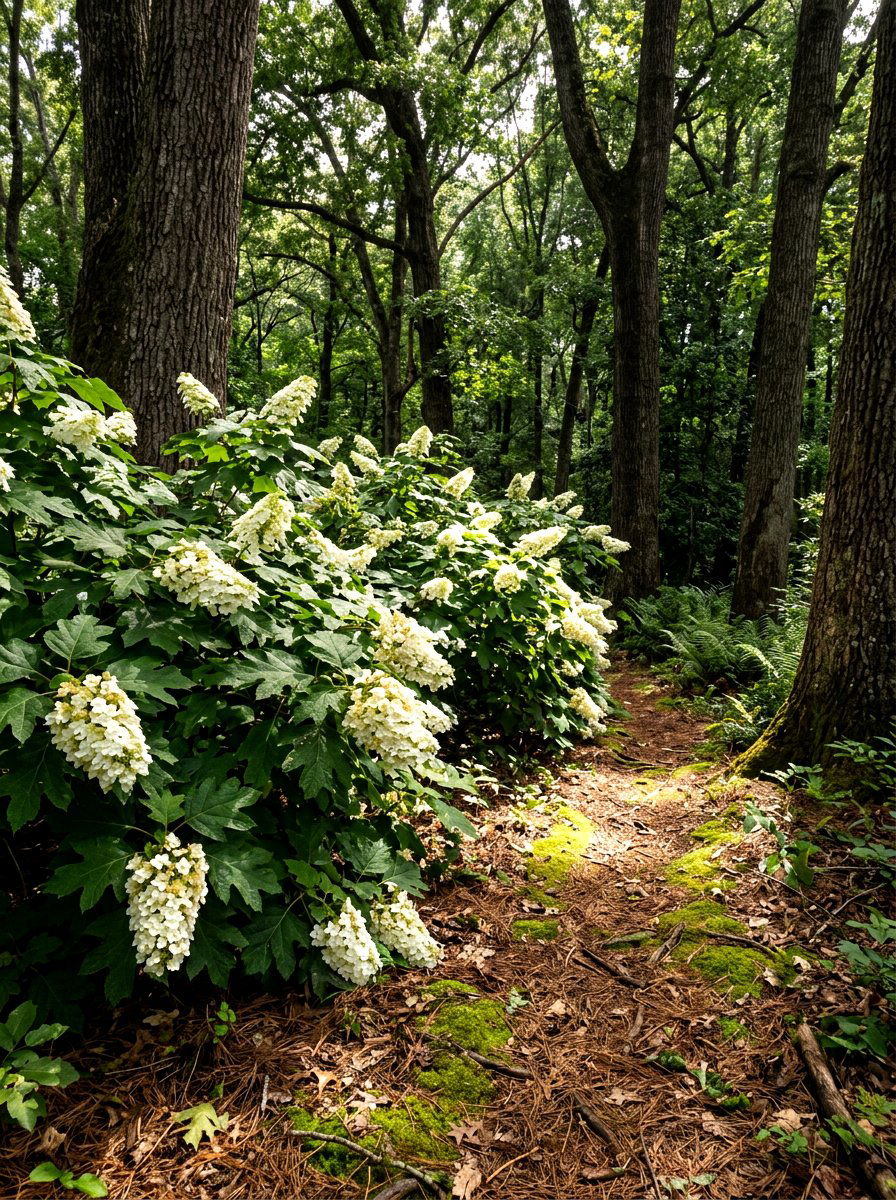 Oakleaf Hydrangea Woodland - 30 hydrangea garden ideas