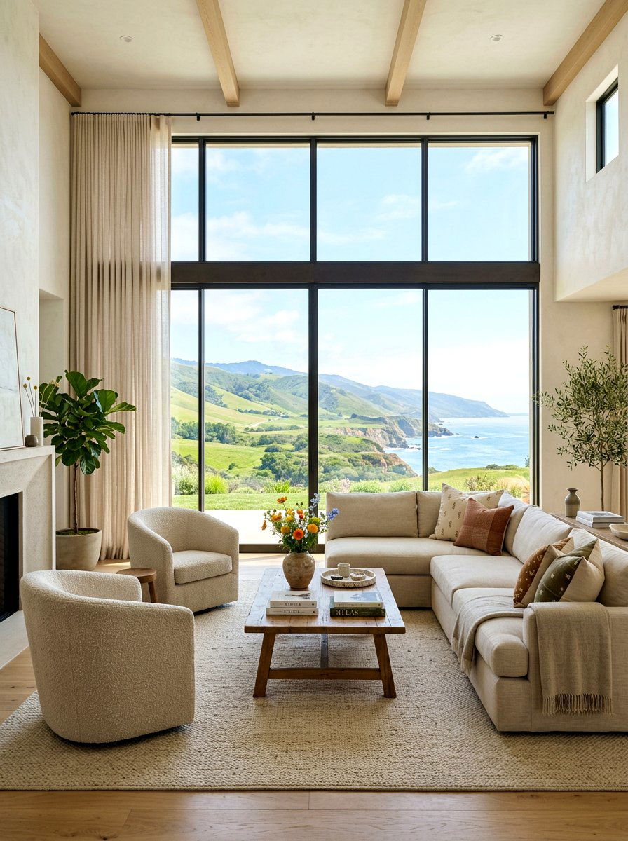 Oatmeal Living Room Floor To Ceiling Window - 30 oatmeal living room ideas