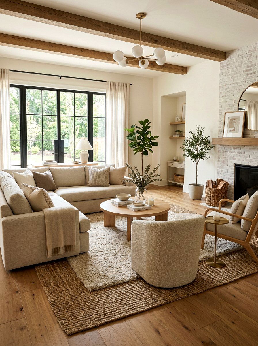 Oatmeal Living Room Layered Rug - 30 oatmeal living room ideas