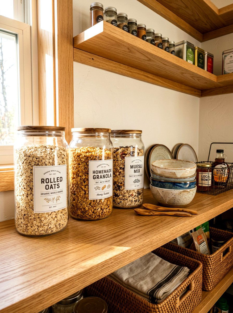 Oatmeal and granola jars - 30 pantry decanting ideas