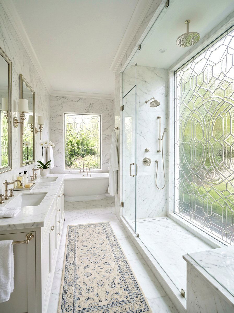 Obscure Patterned Glass - 30 shower window privacy ideas