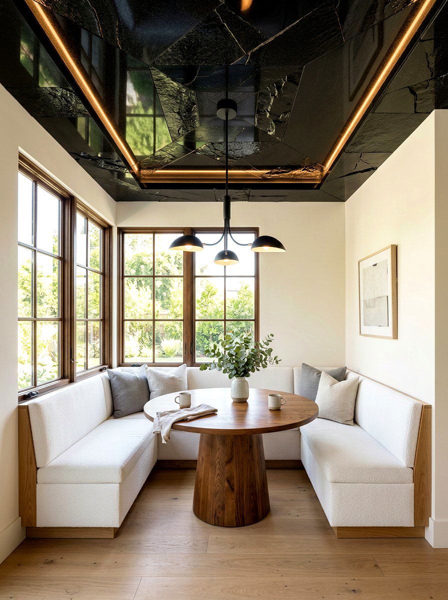 Obsidian breakfast nook ceiling - 30 moody ceiling paint ideas