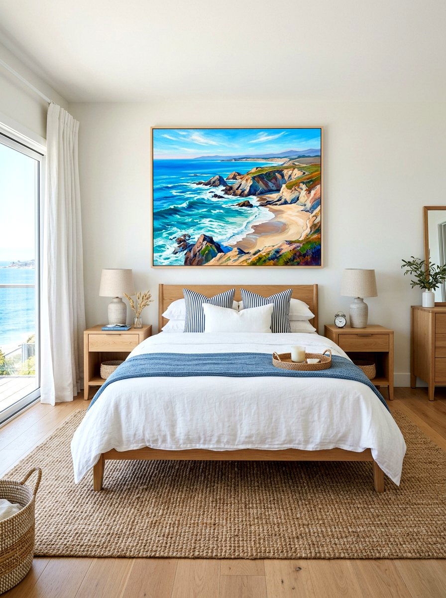 Ocean Landscape Painting - 30 Hamptons bedroom ideas