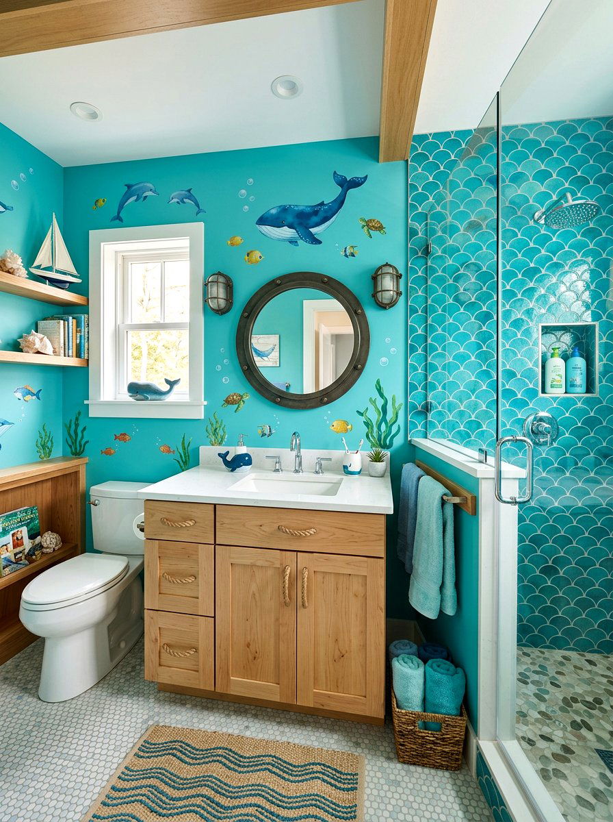 Ocean Theme Kids Bathroom - 30 small kids bathroom ideas