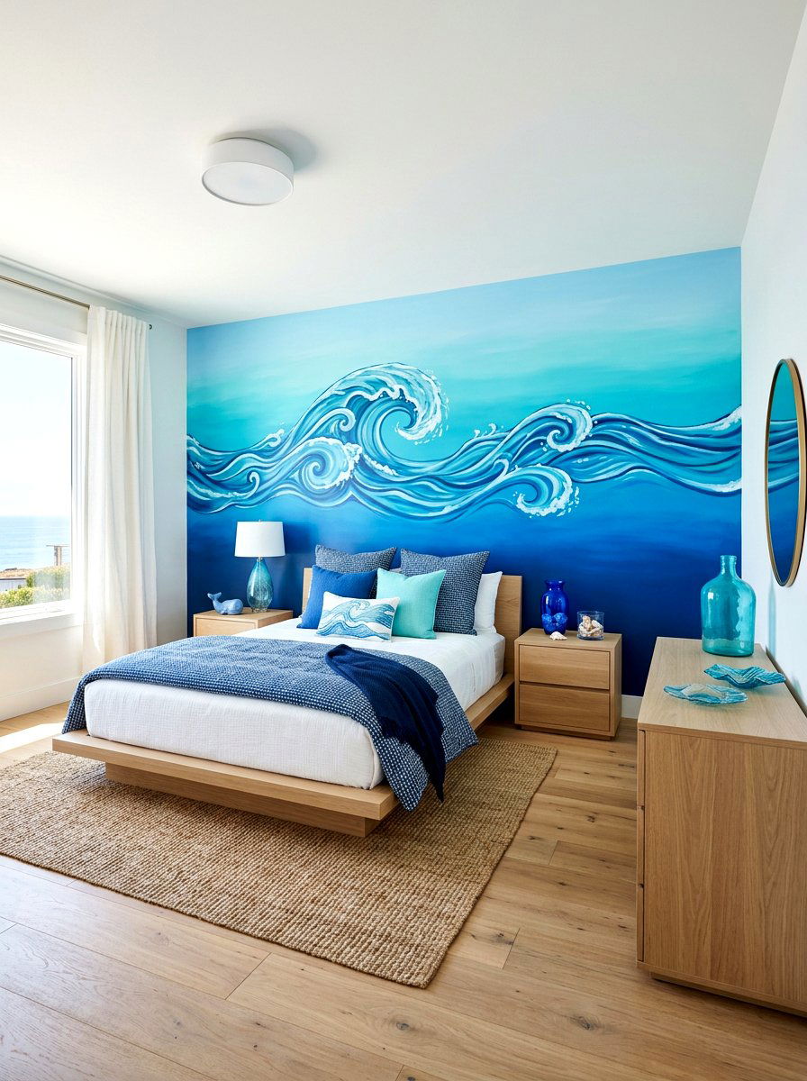 Ocean Wave Bedroom - 30 ocean blue bedroom ideas