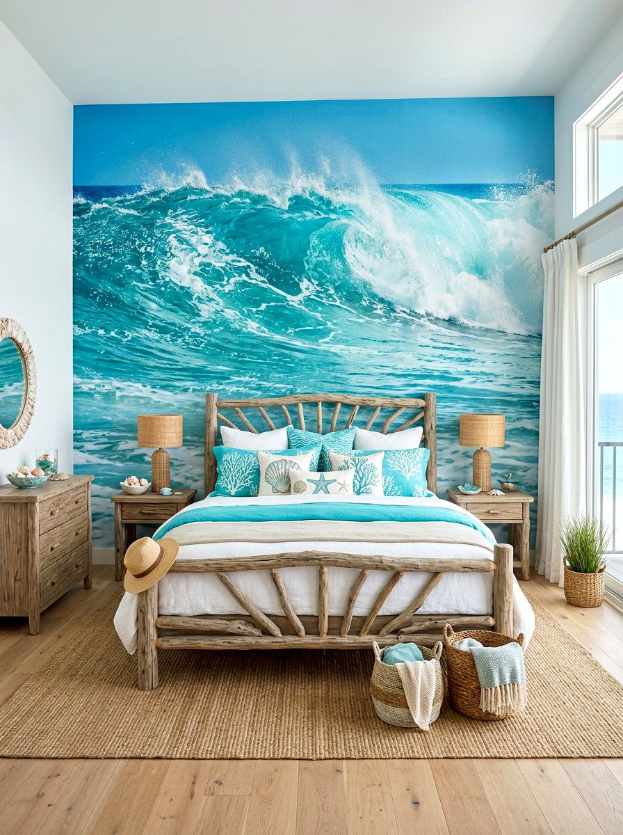 Ocean Wave Mural - 30 mural wallpaper bedroom aesthetic ideas