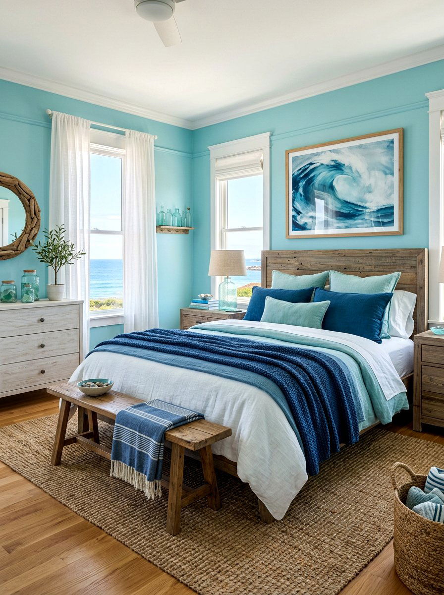Ocean blue serene bedroom - 30 cool blue bedroom ideas