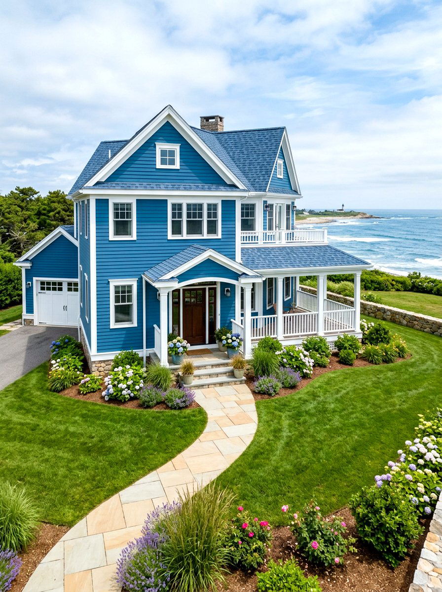 Ocean blue siding - 30 house siding color ideas