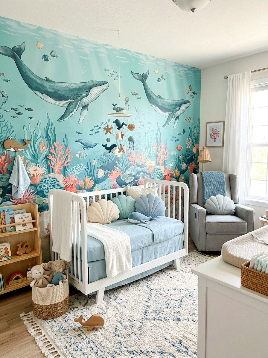 Ocean life nursery wallpaper - 30 nursery wallpaper ideas