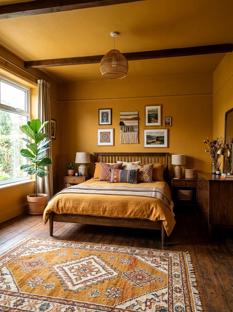 Ochre Bedroom - 30 color drenched bedroom ideas