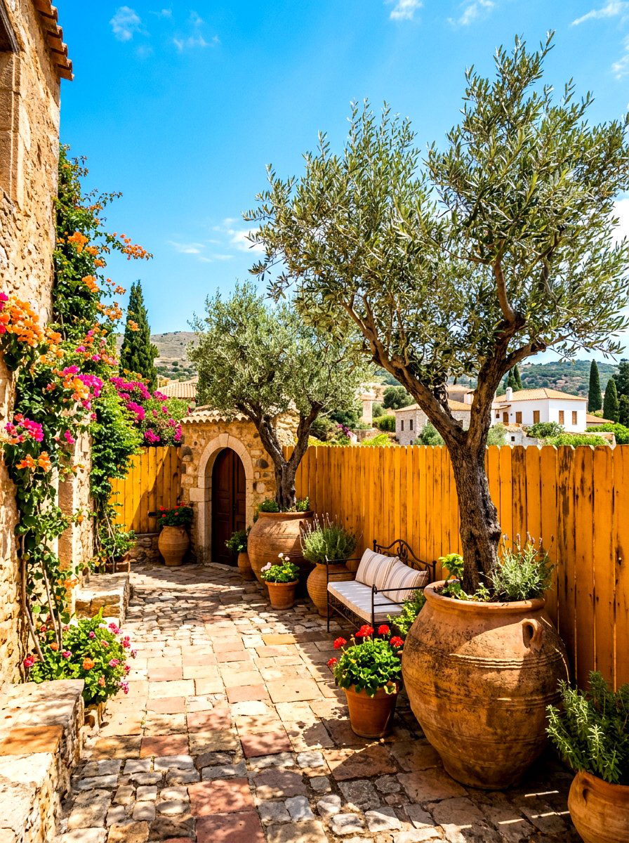 Ochre Painted Fence - 30 fence paint ideas