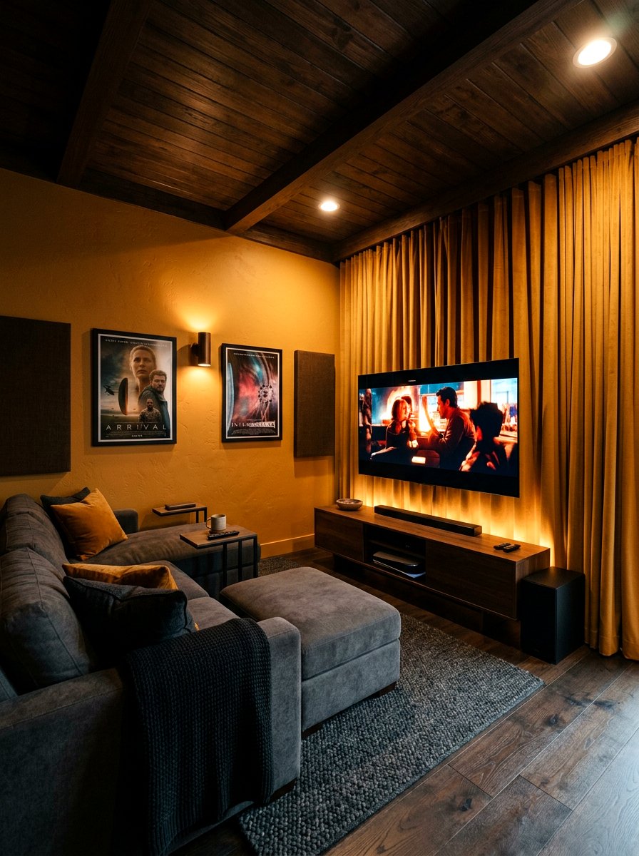Ochre Small Media Room - 30 small room big color ideas