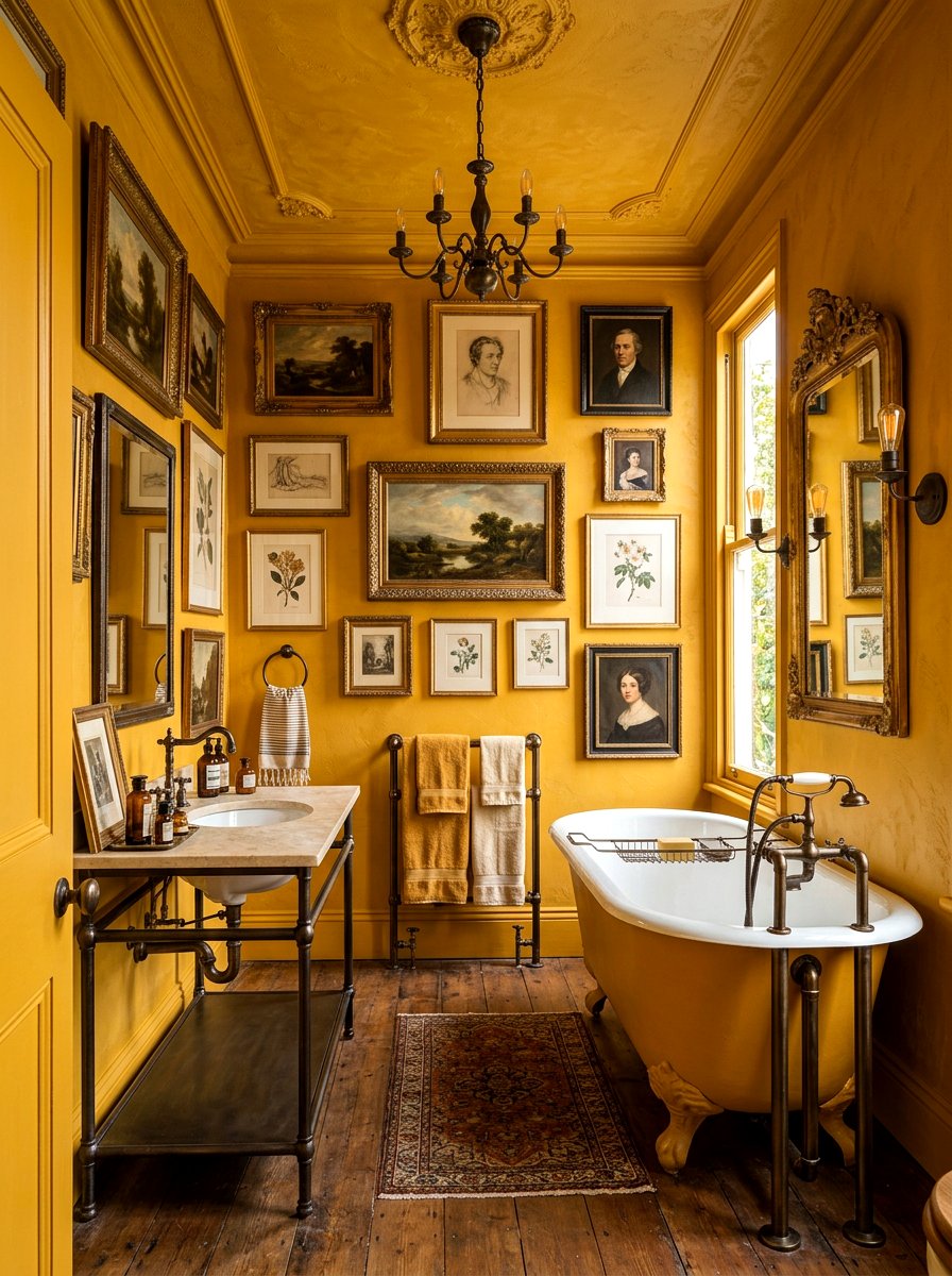 Ochre Yellow Artistic Bathroom - 30 bathroom drenching ideas