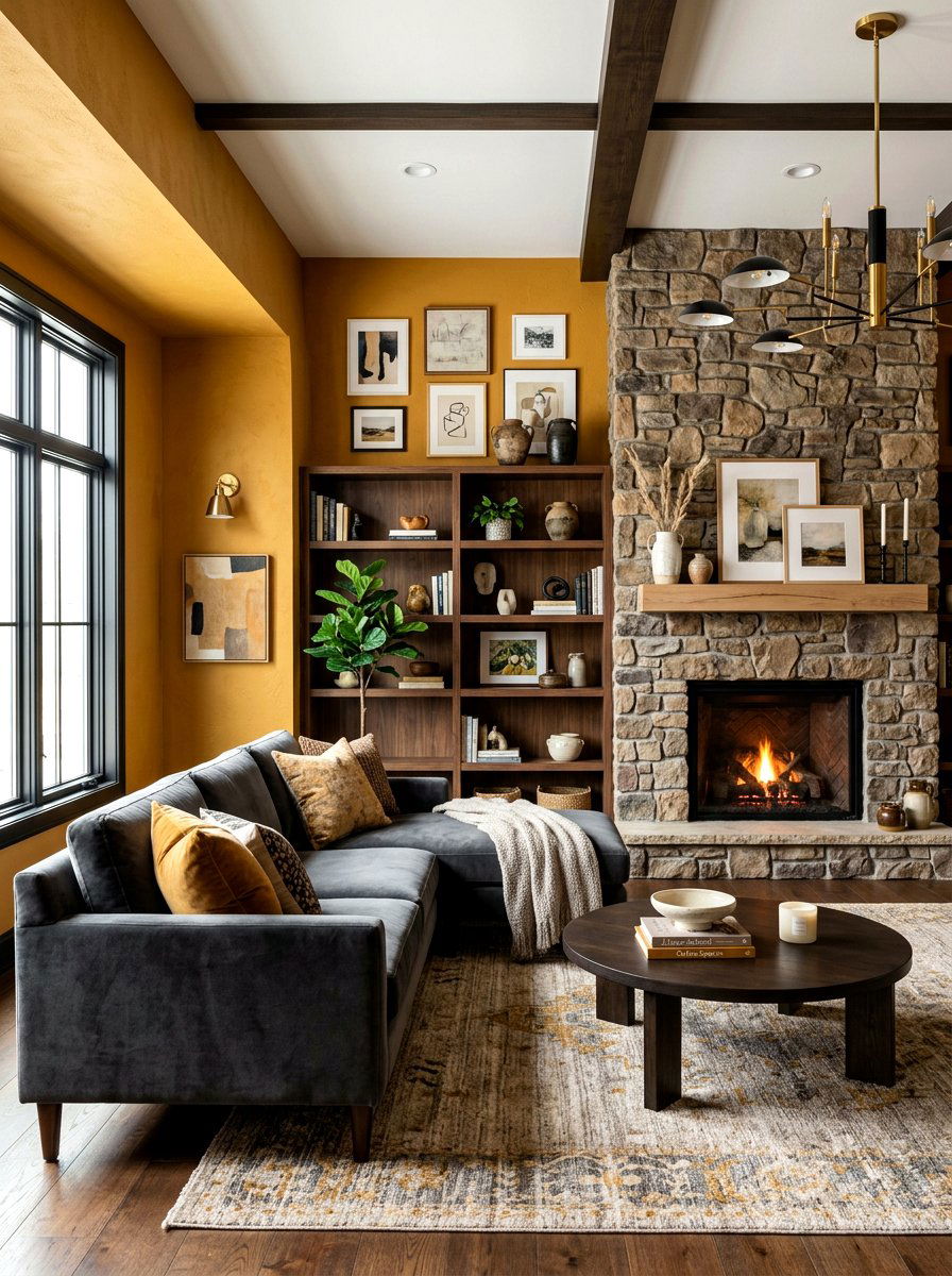 Ochre Yellow Lounge - 30 jewel tone lounge ideas