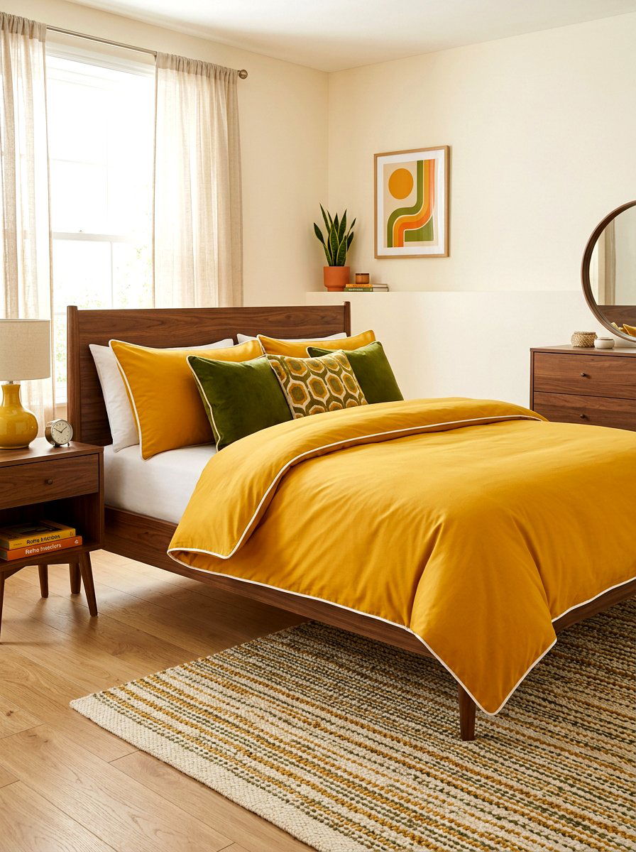 Ochre Yellow Piped Bedding - 30 contrast trim bedding ideas