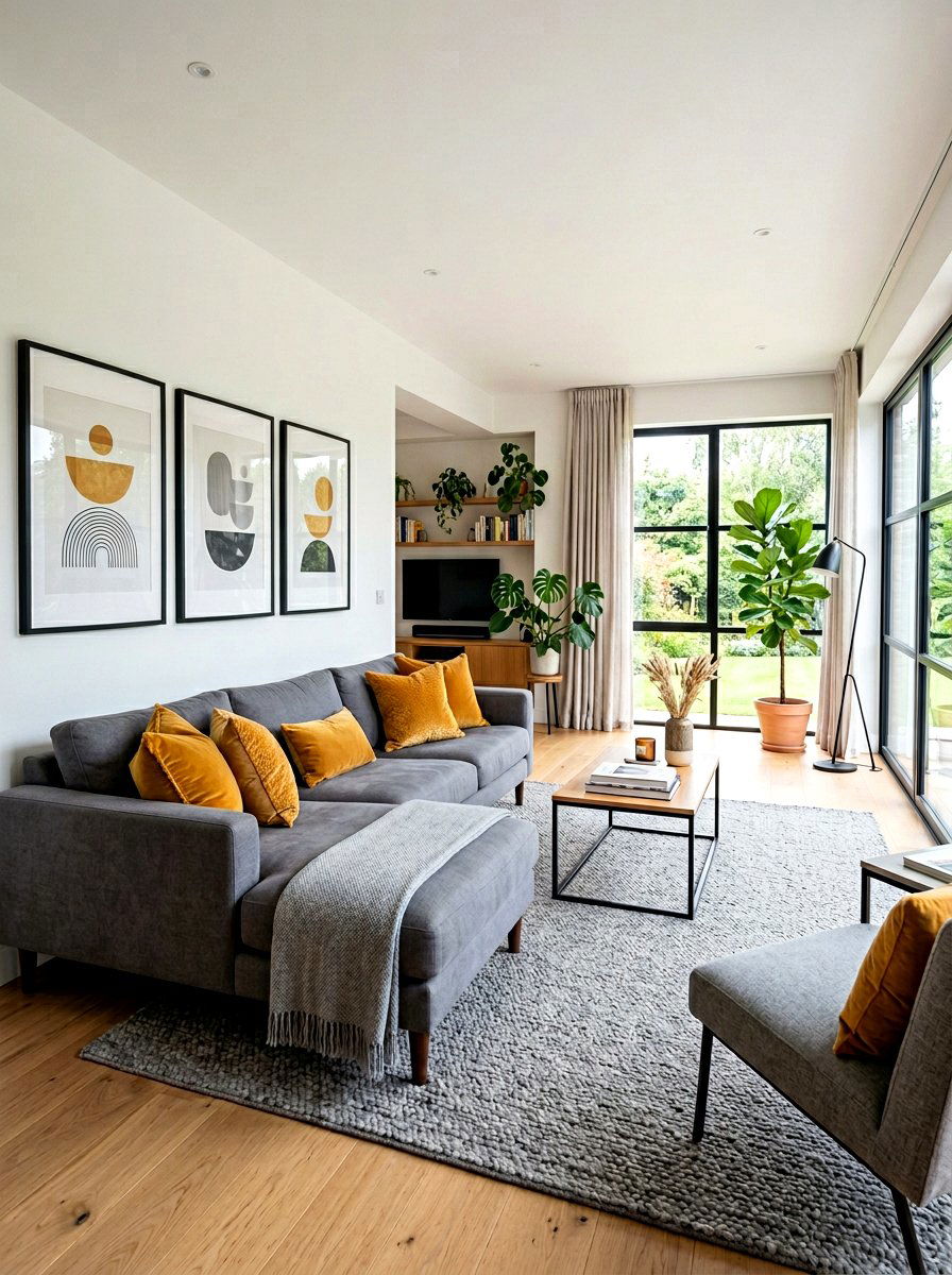Ochre and grey living room - 30 ochre living room ideas