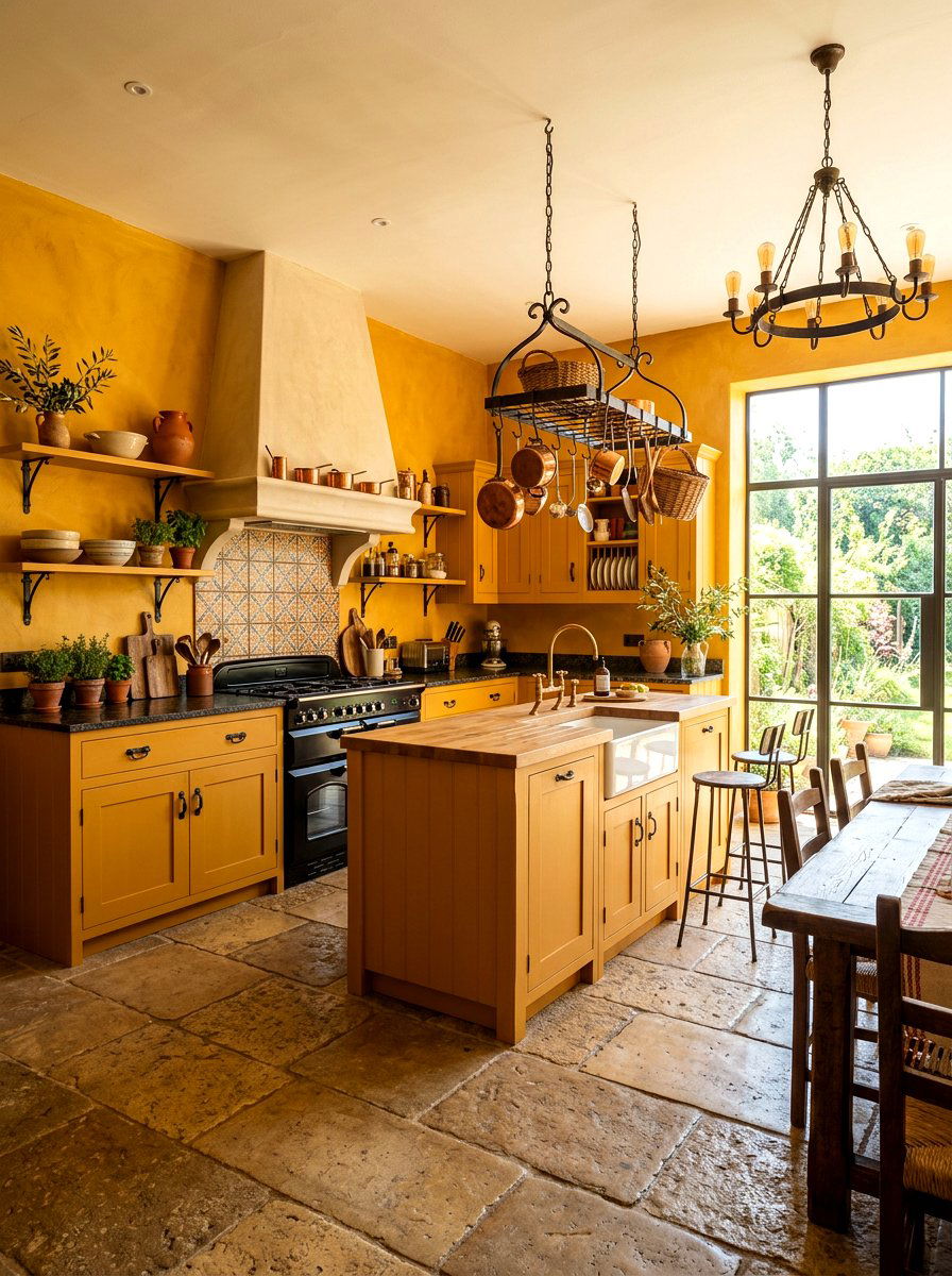Ochre kitchen - 30 color drenched kitchen ideas