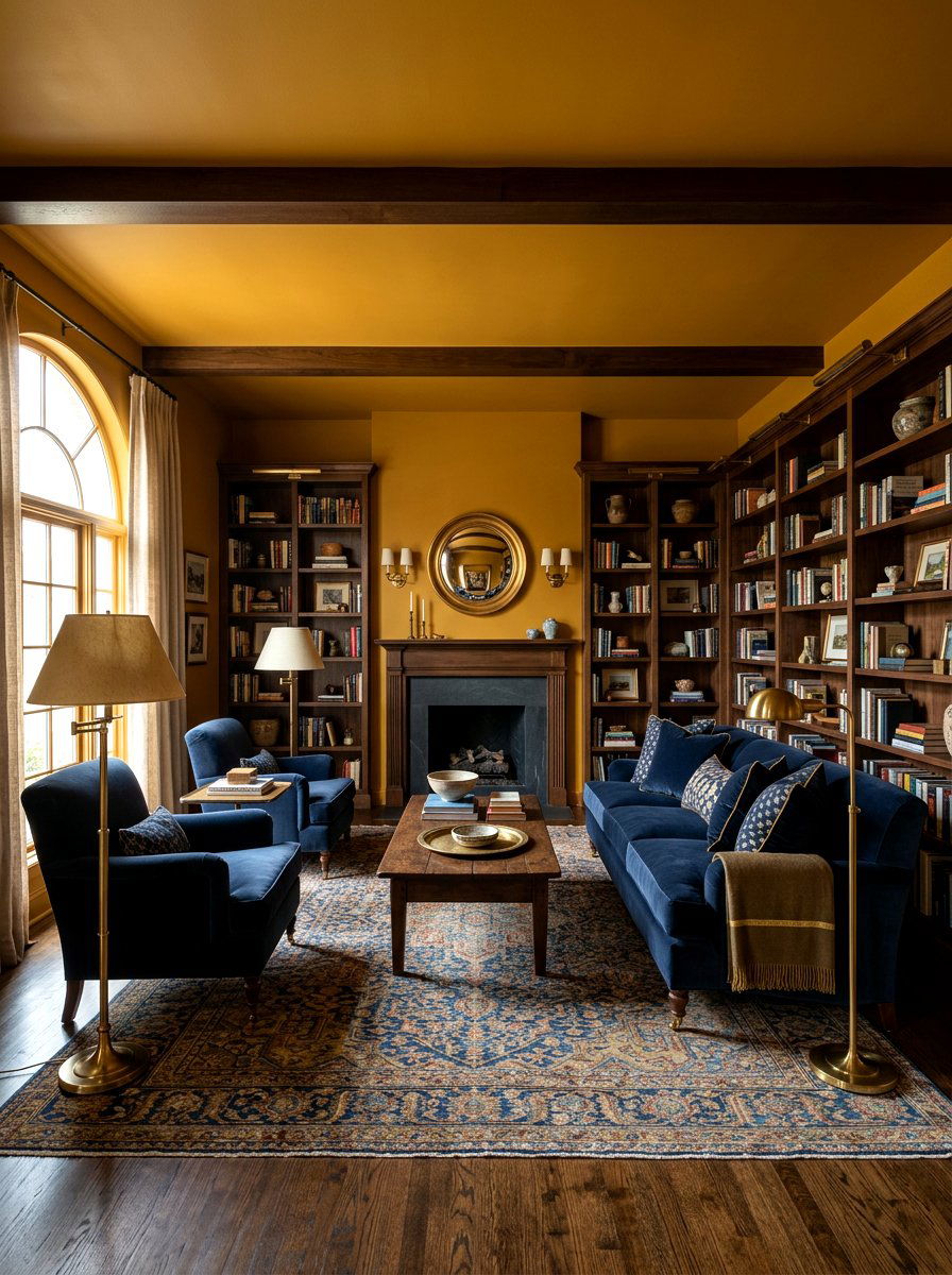 Ochre living room - 30 color drench living room ideas