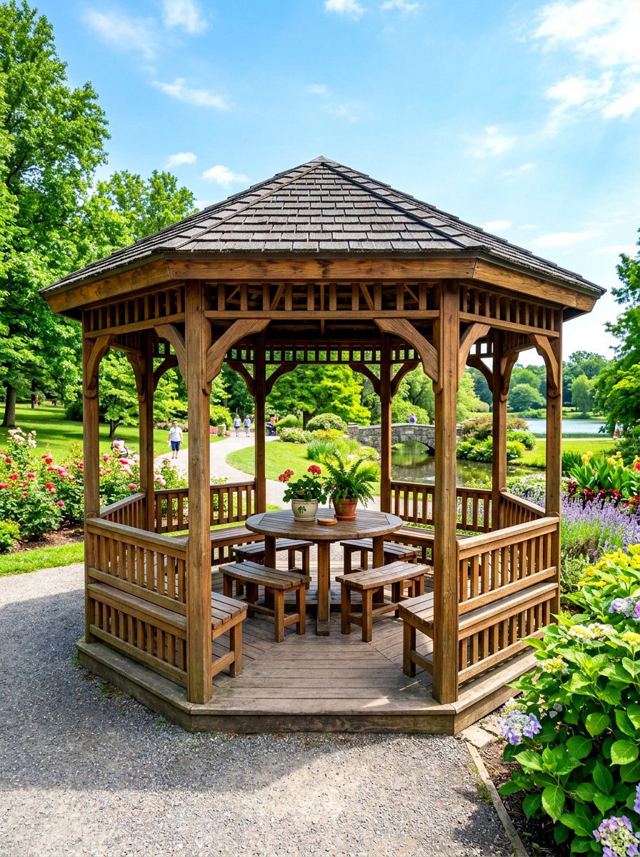 Octagon Gazebo With Benches - 30 octagon gazebo ideas