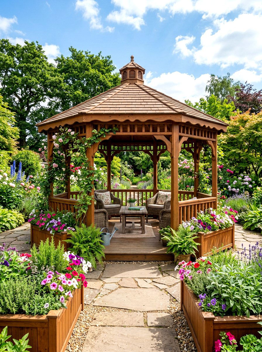 Octagon Gazebo With Planter Boxes - 30 octagon gazebo ideas