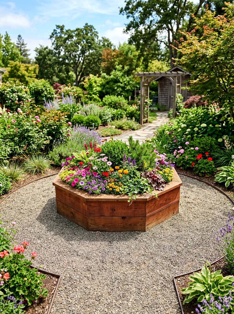 Octagon Redwood Garden Planter - 30 wooden planter ideas