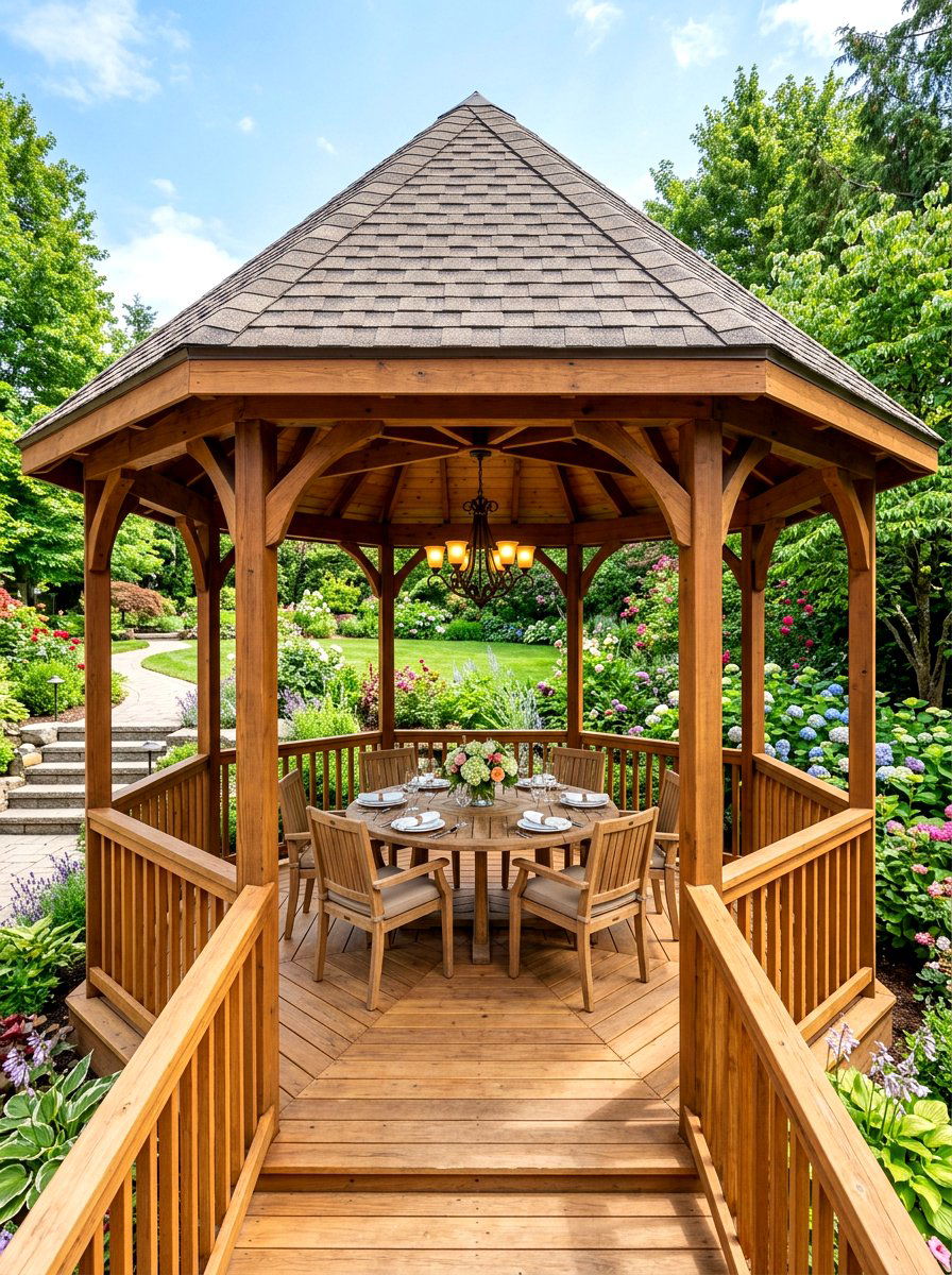 Octagon Shape Covered Deck - 30 covered deck ideas