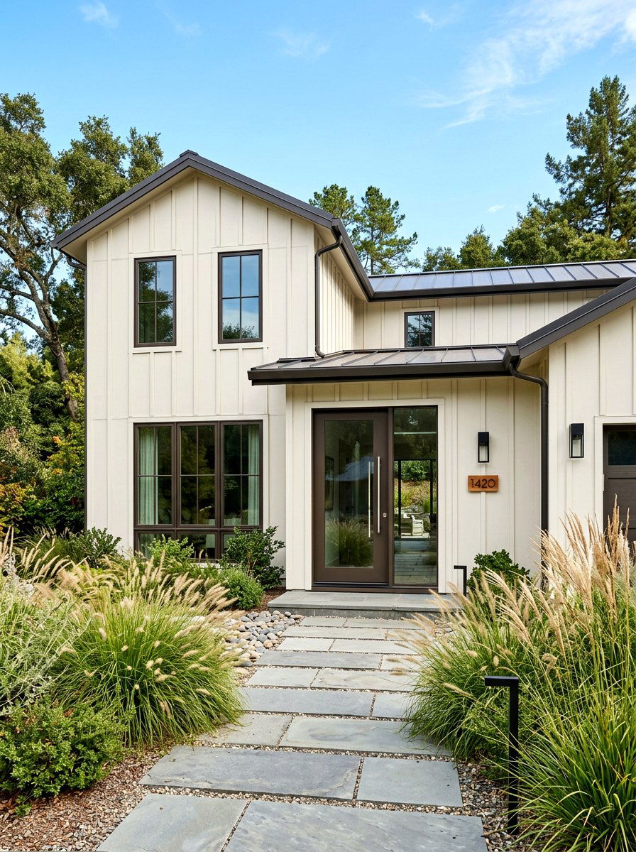Off White Board and Batten - 30 soft white exterior ideas