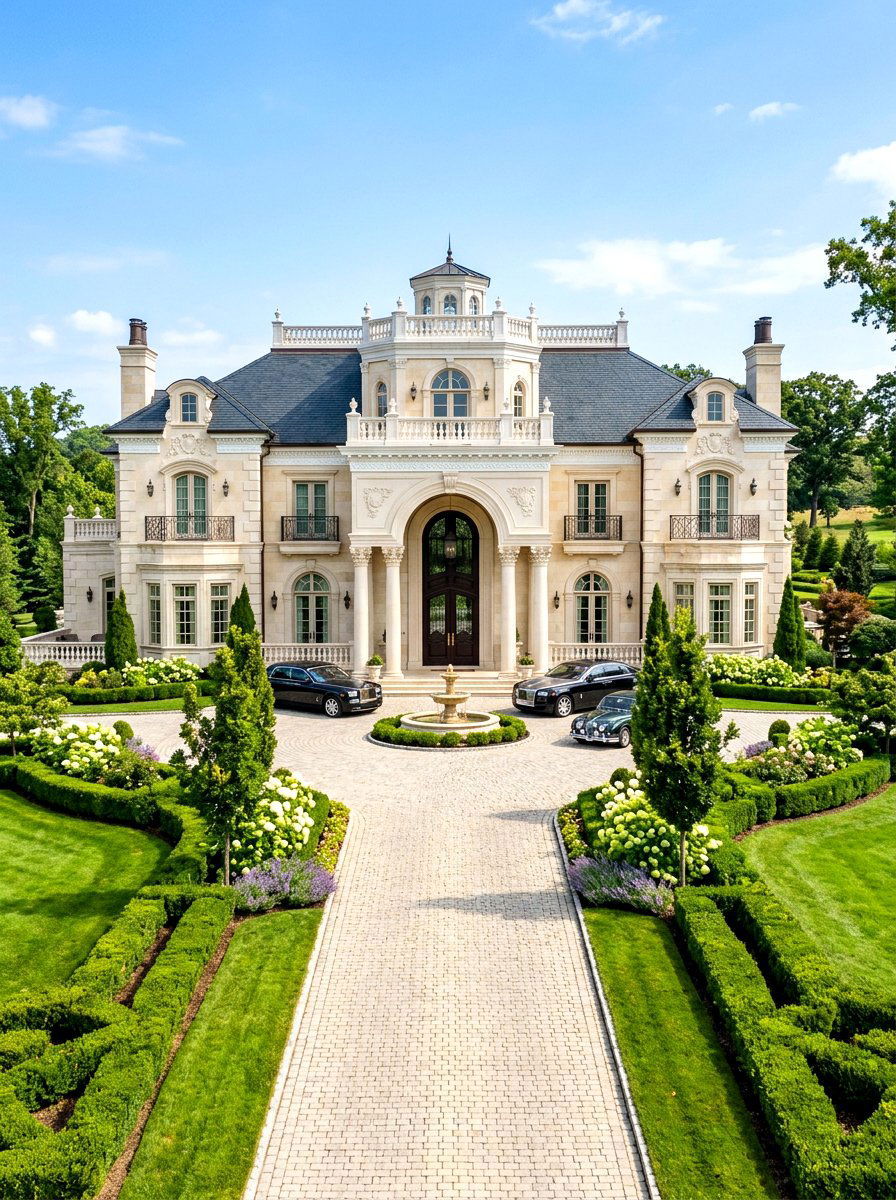 Off White Luxury Mansion - 30 soft white exterior ideas