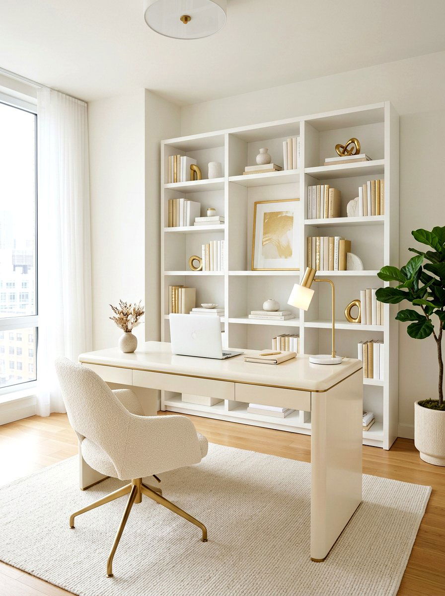 Off White Office - 30 office accent paint ideas