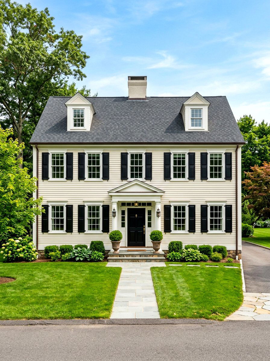 Off White Traditional Home - 30 white house exterior ideas