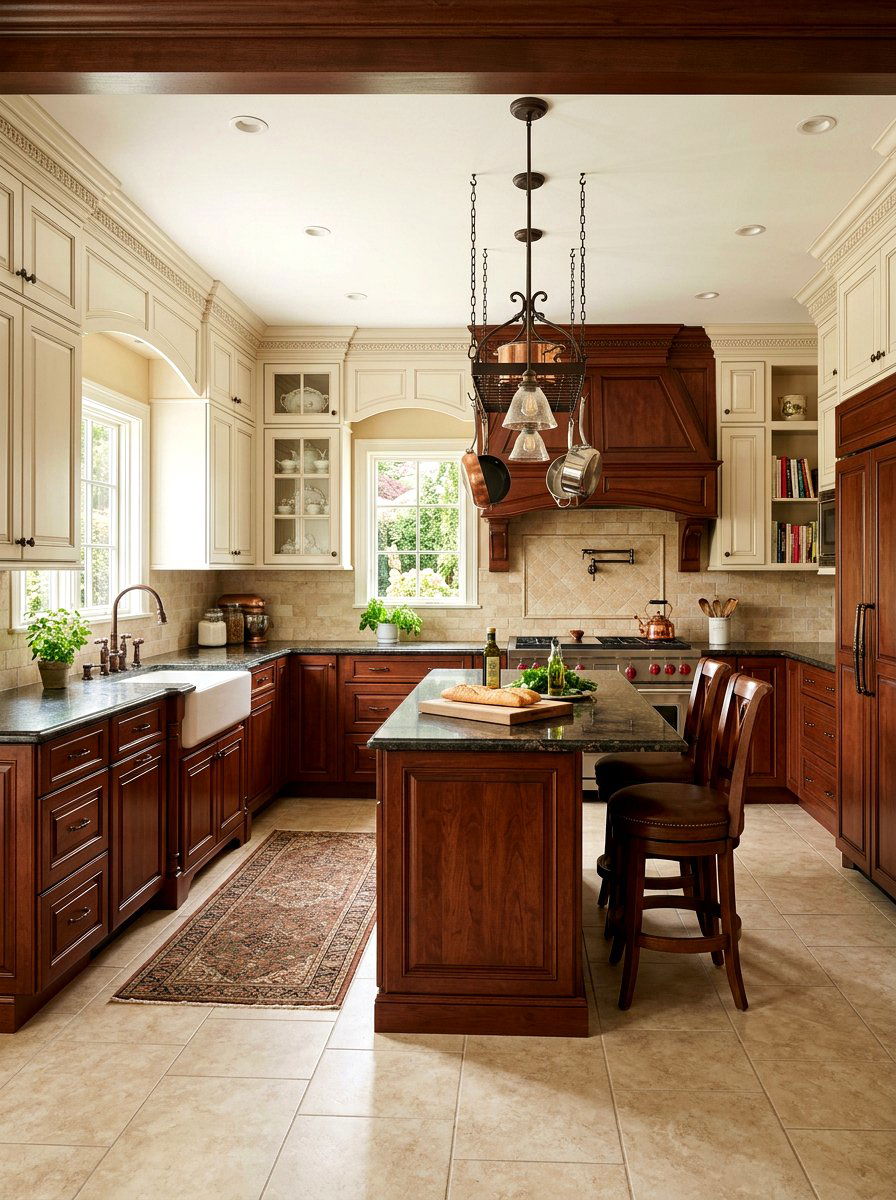 Off white and dark wood kitchen cabinets - 30 kitchen paint cabinet combo ideas
