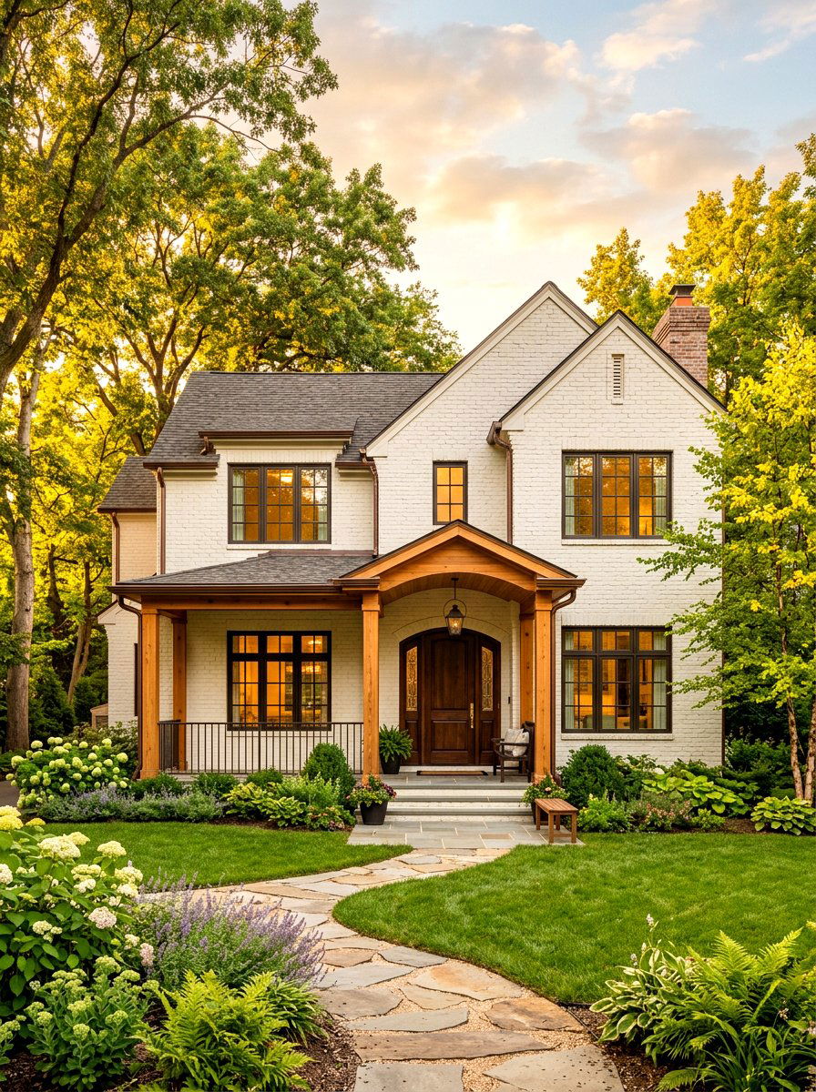 Off white painted brick house - 30 painted brick house ideas