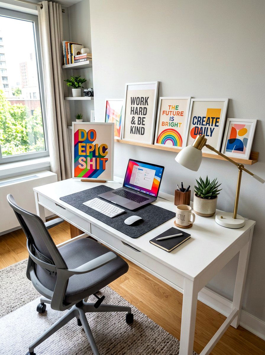 Office Desk Art - 30 leaning art wall ideas