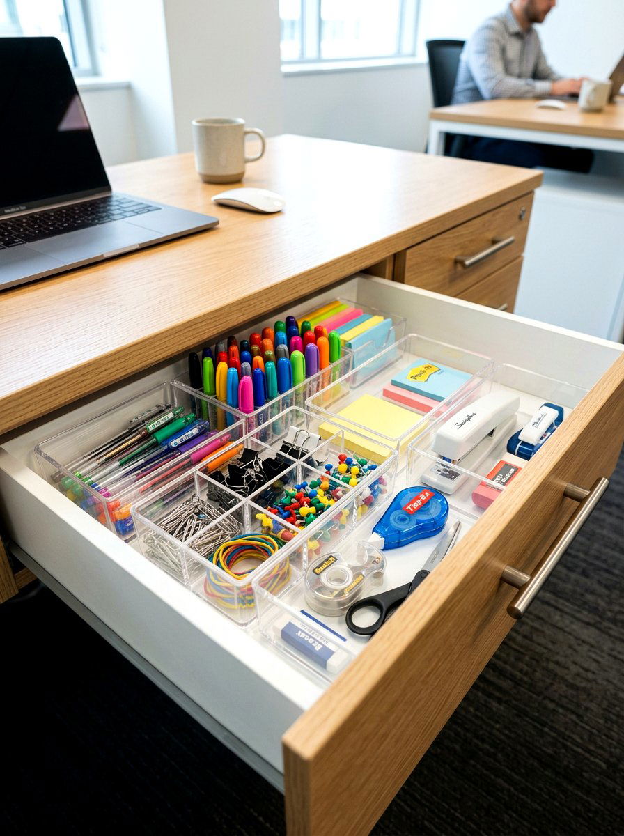 Office Desk Drawer Organizers - 30 clear bin organization ideas