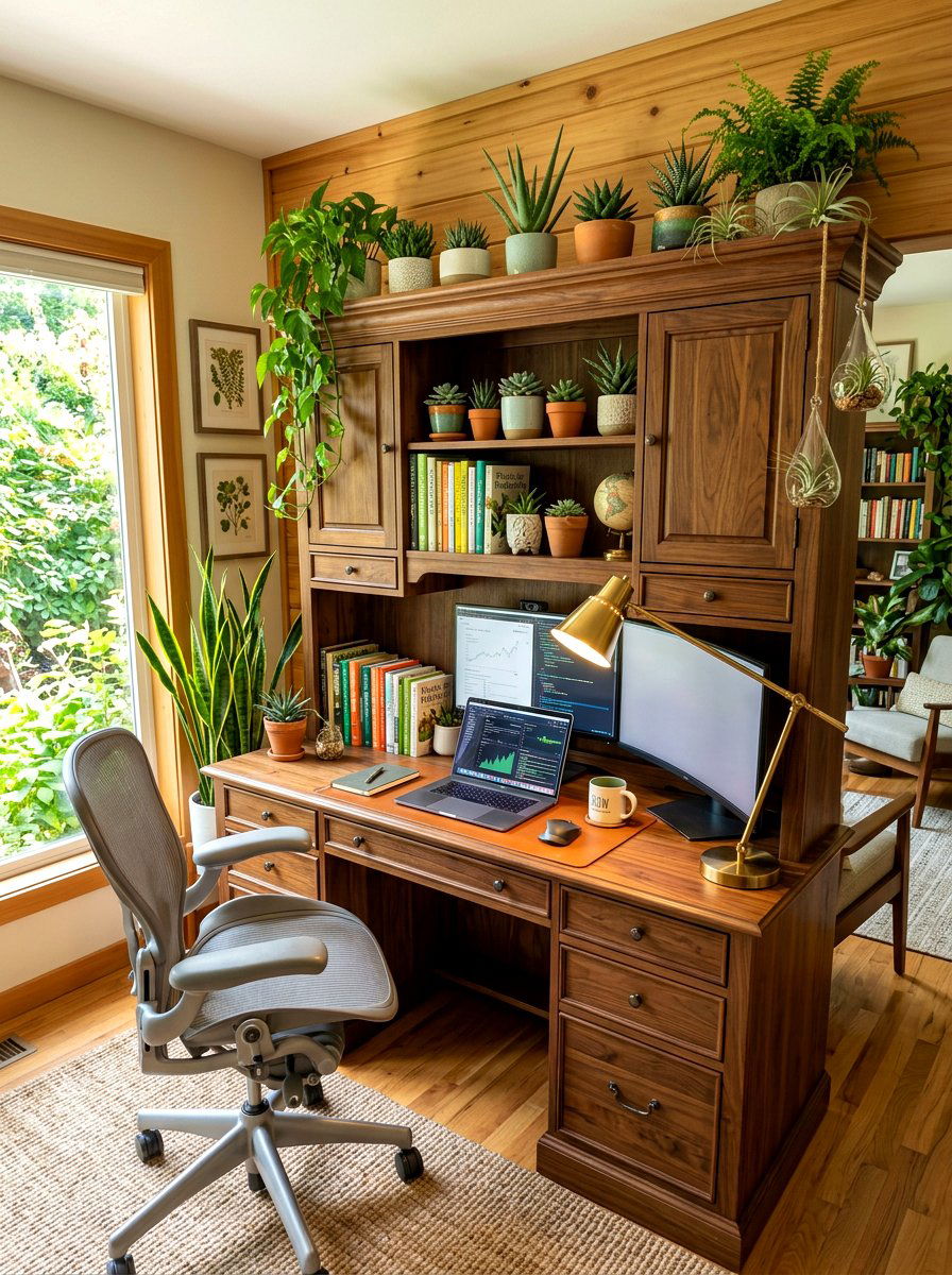 Office Desk Hutch - 30 apartment plant shelf ideas