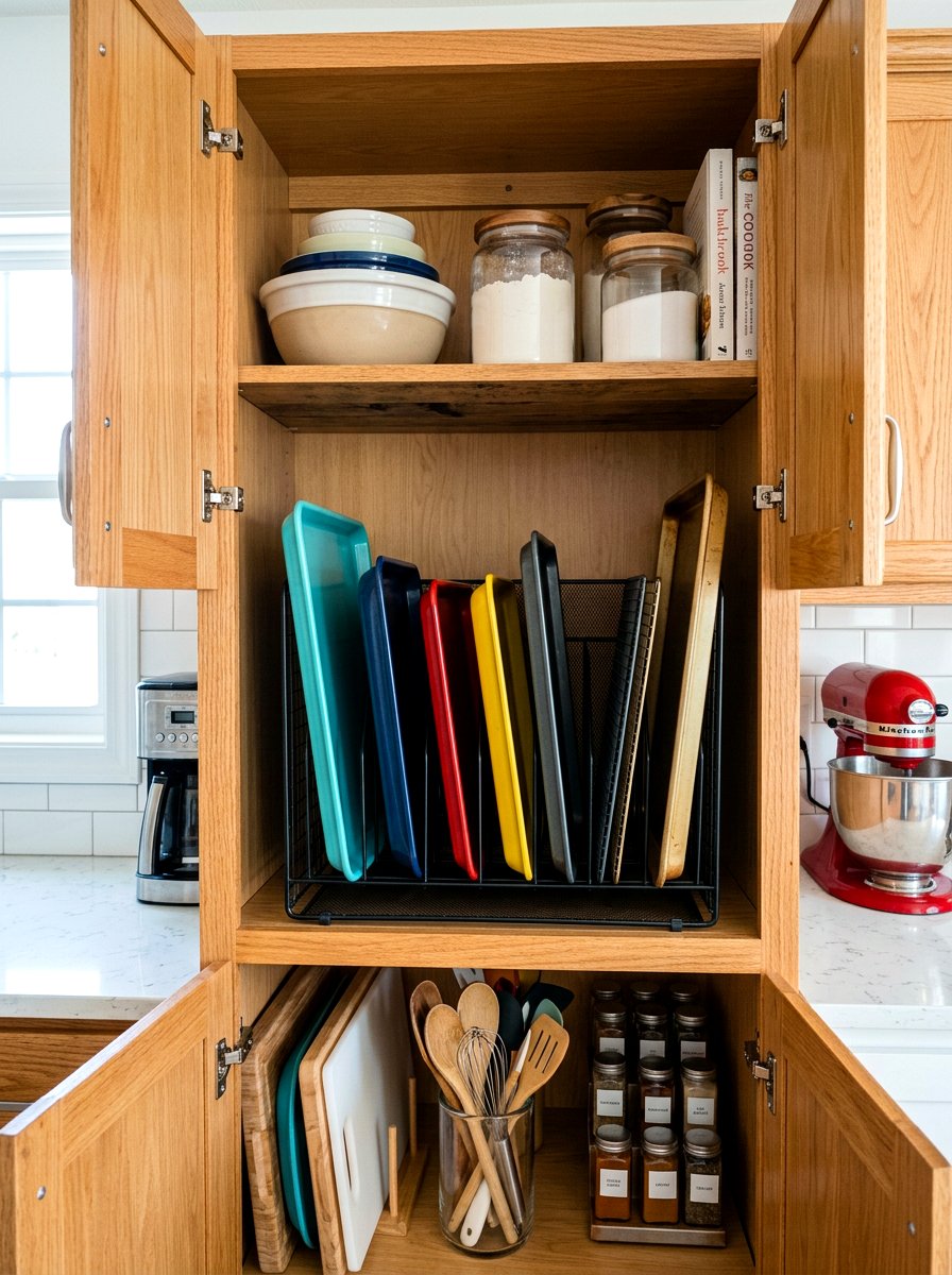 Office File Organizer - 30 baking sheet storage ideas
