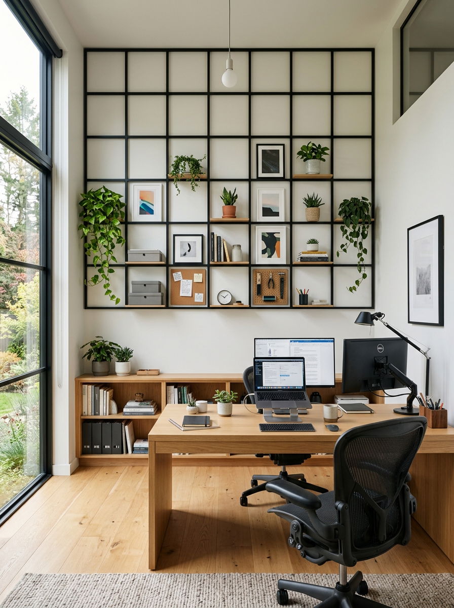 Office Grid Wall Detail - 30 removable wall molding ideas