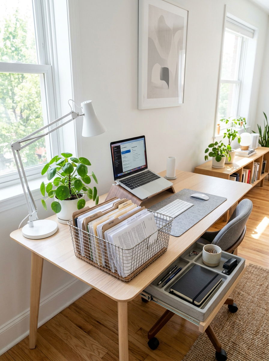 Office Paper Storage Basket - 30 woven basket decor ideas